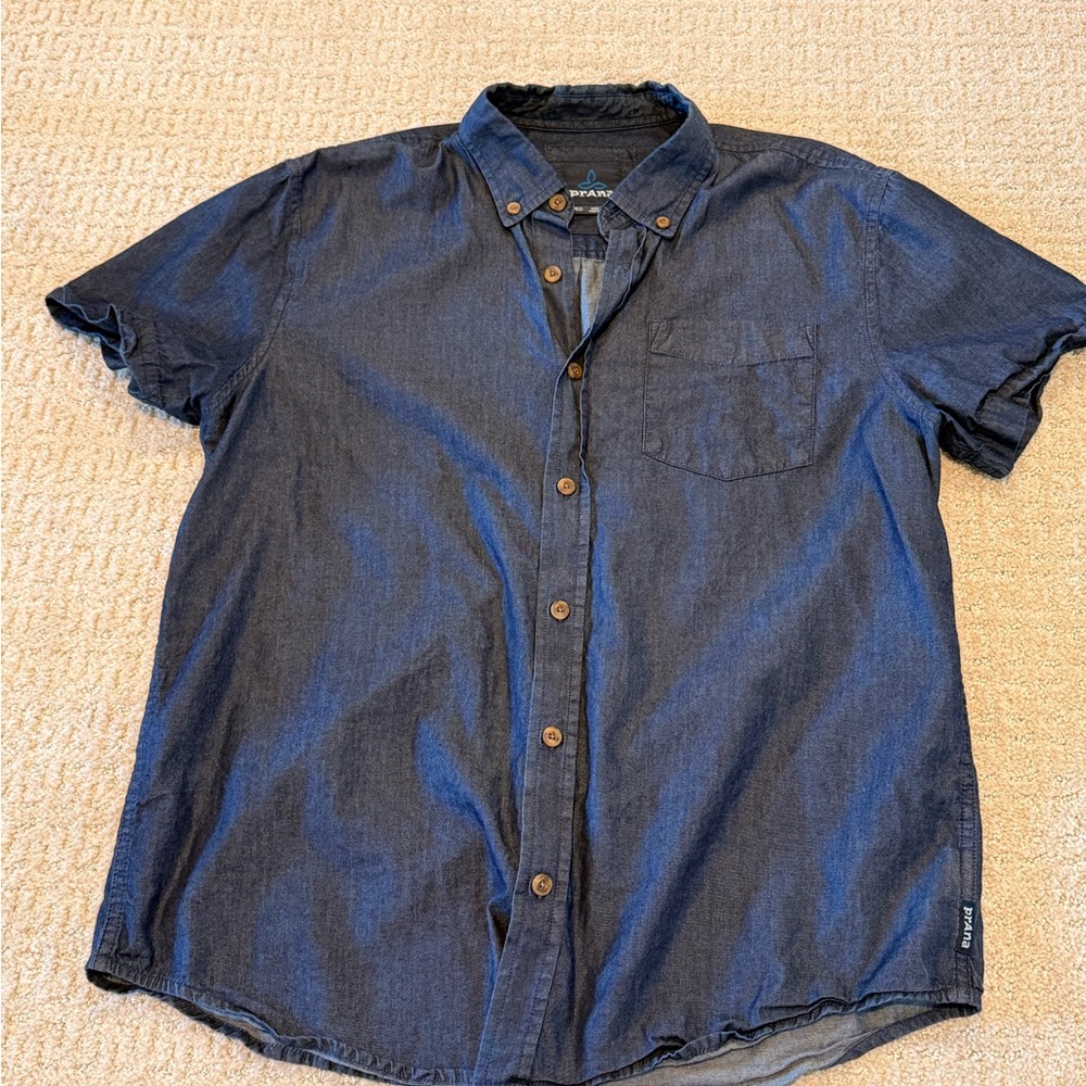 Prana Dark Blue Casual Button Down Shirt